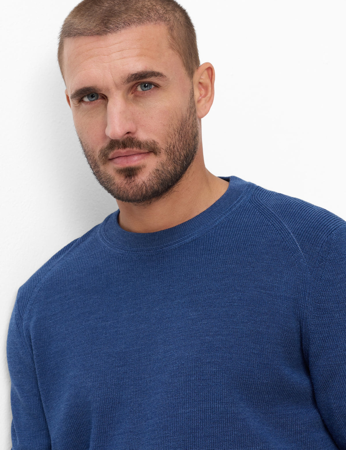 Brax Steel Blue Crew Knit 70-0539 Roy 25
