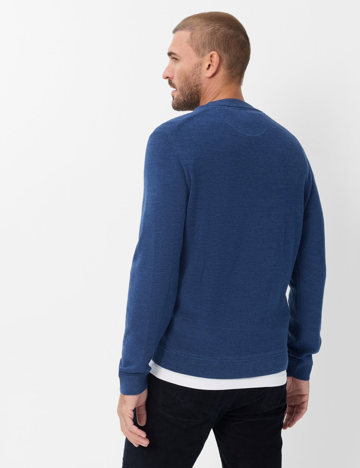 Brax Steel Blue Crew Knit 70-0539 Roy 25