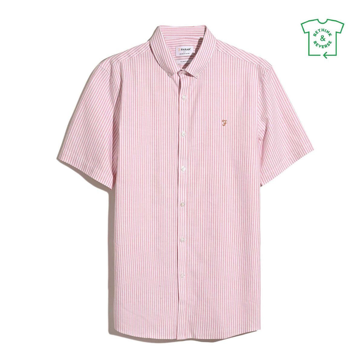 Farah Slim Fit Pink Striped Shirt f4wmd006 677