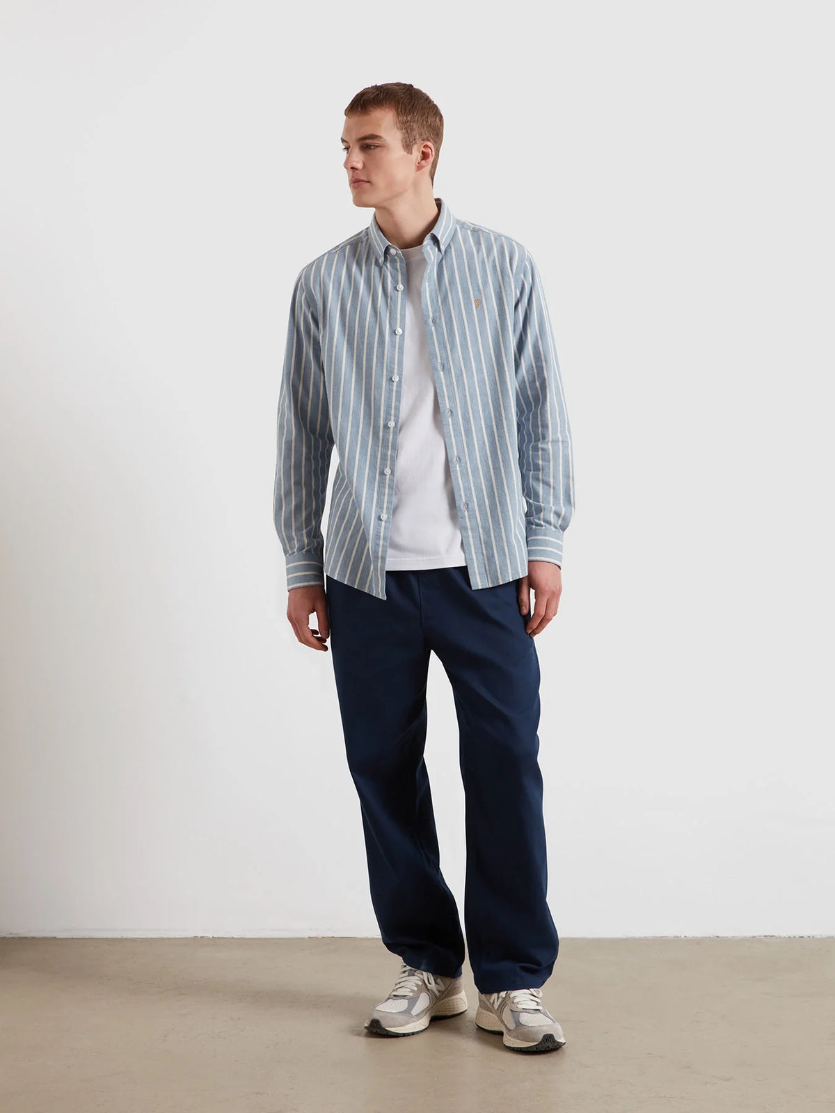 Farah Steen Blue Striped Shirt F4WSG014 401