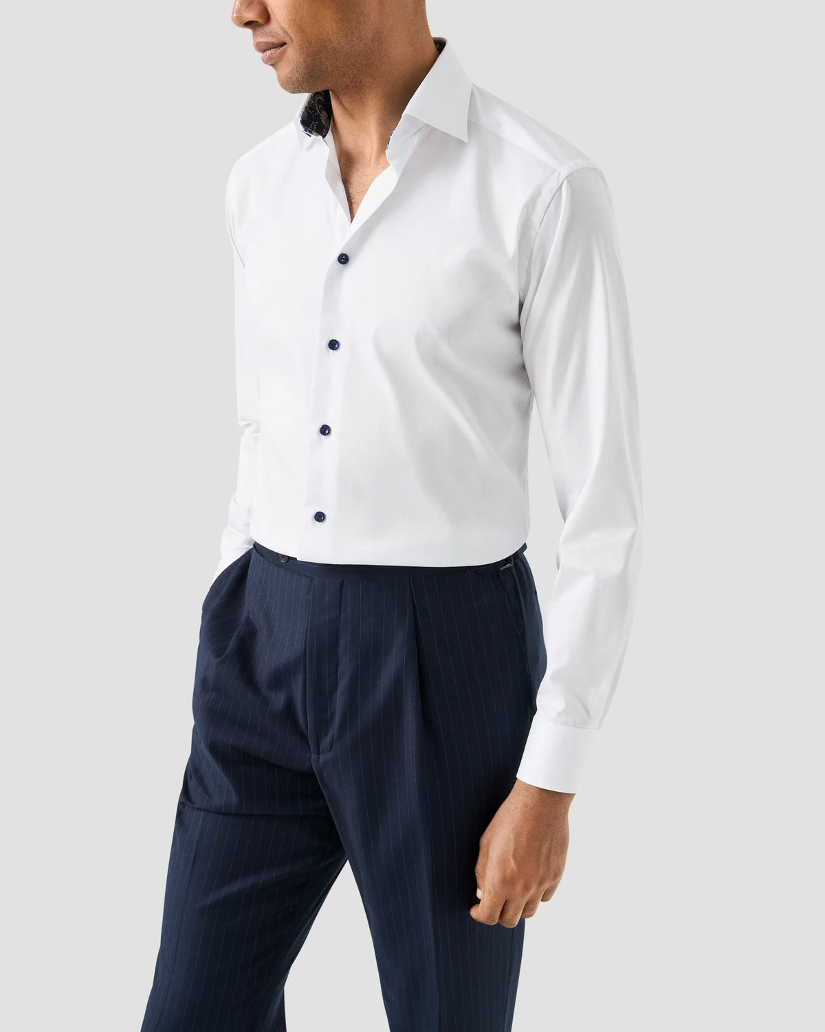 Eton White Shirt with Navy Buttons 1000 14551 00