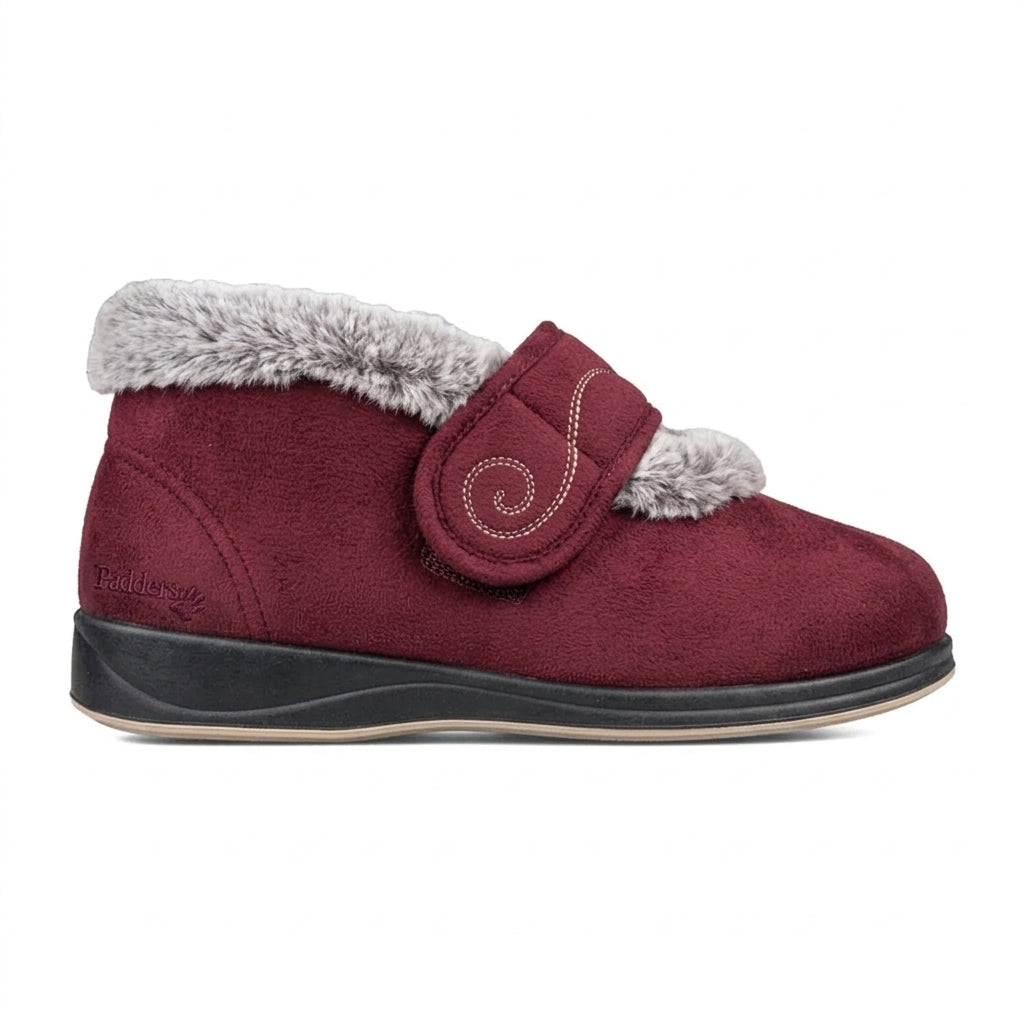 Padders Ladies Bootie Slippers Hush Burgundy