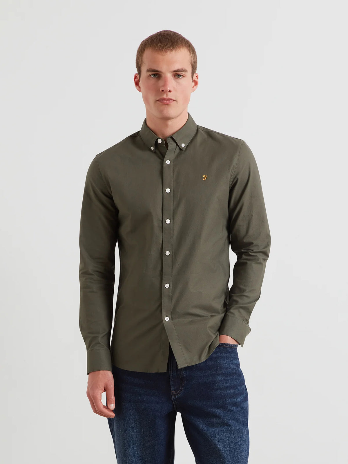 Farah Rosemary Green Slim Fit Shirt F4WSB060 300