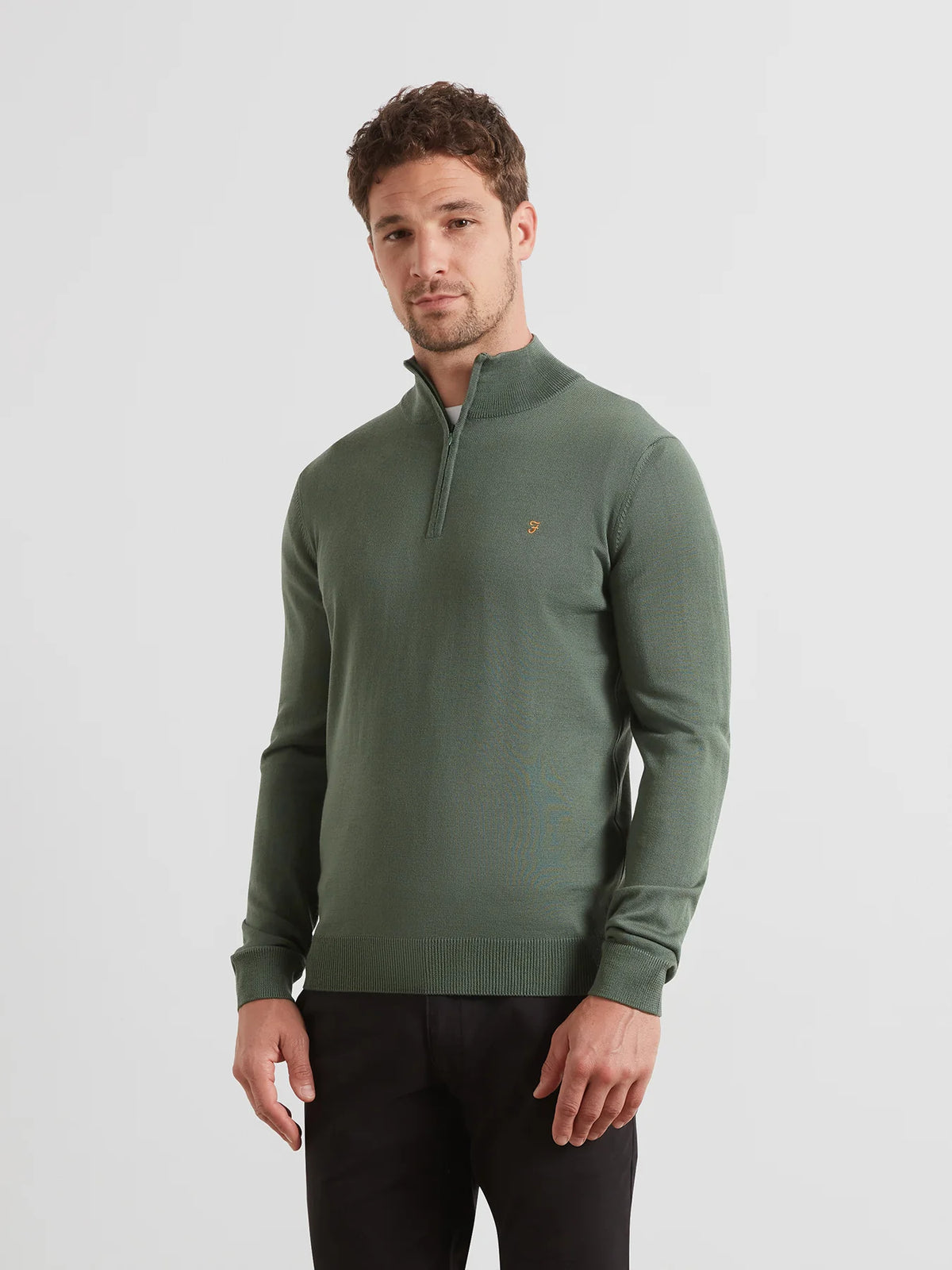Farah Rosemary Green Merino Zip Knit F4GF9082 300