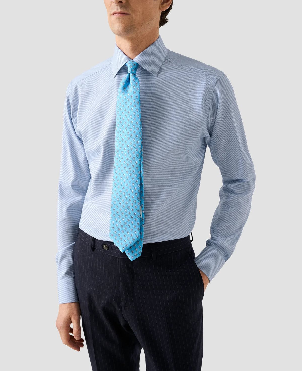 Eton Dobby Shirt in Blue 100013618