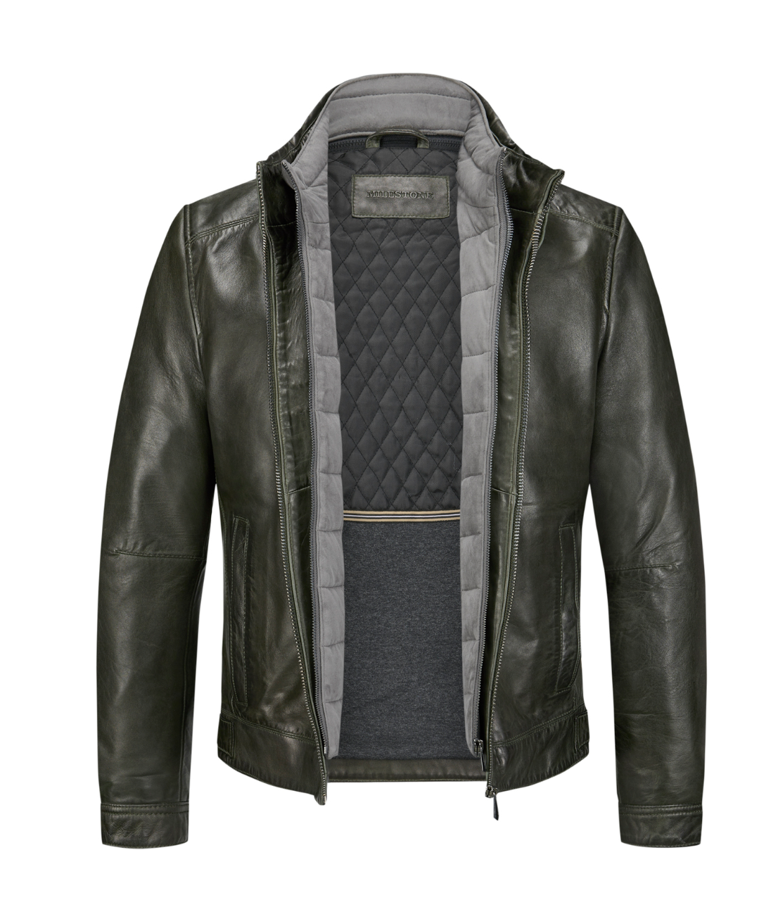 Milestone Dark Green Leather Jacket Barney 49