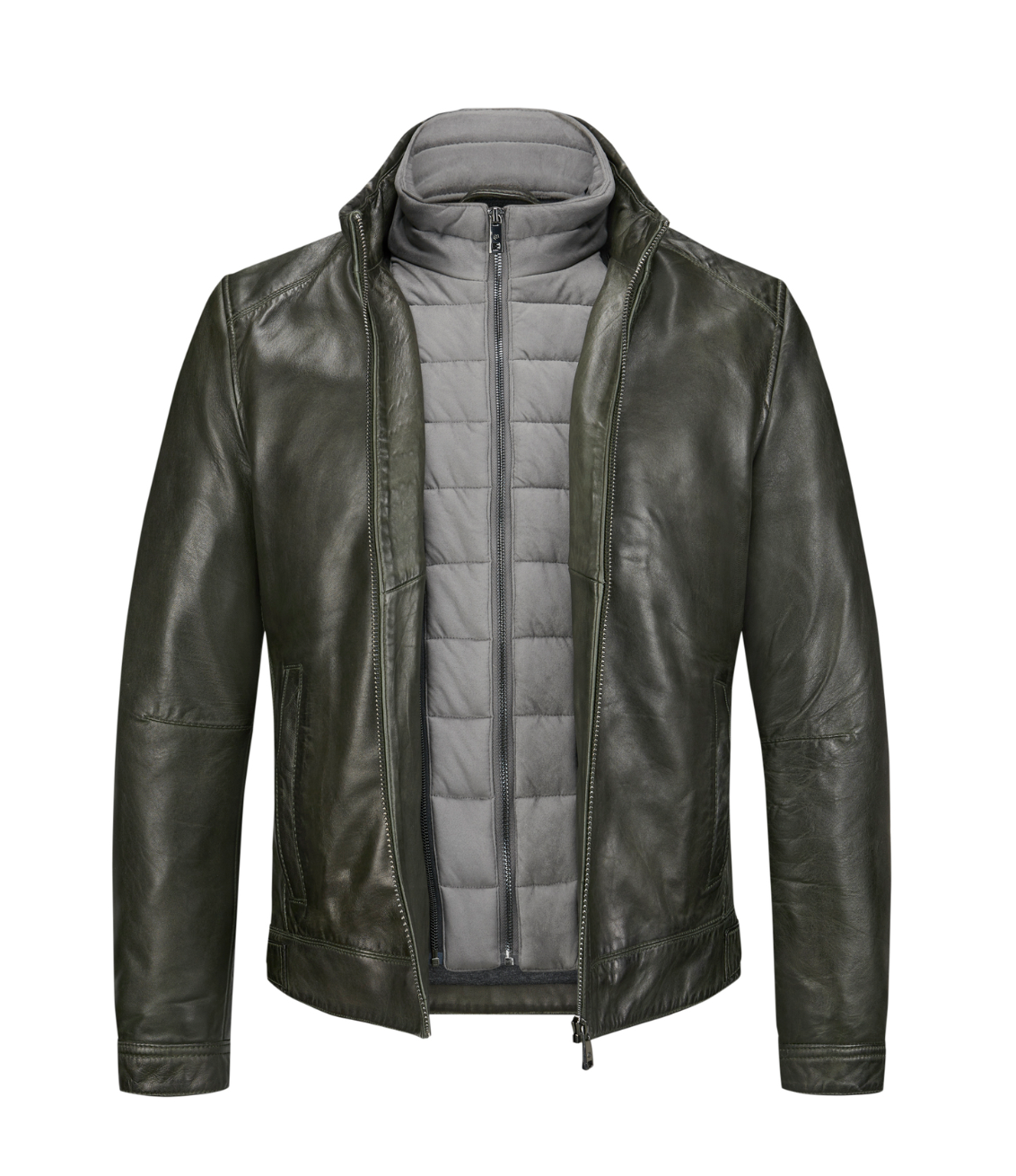 Milestone Dark Green Leather Jacket Barney 49