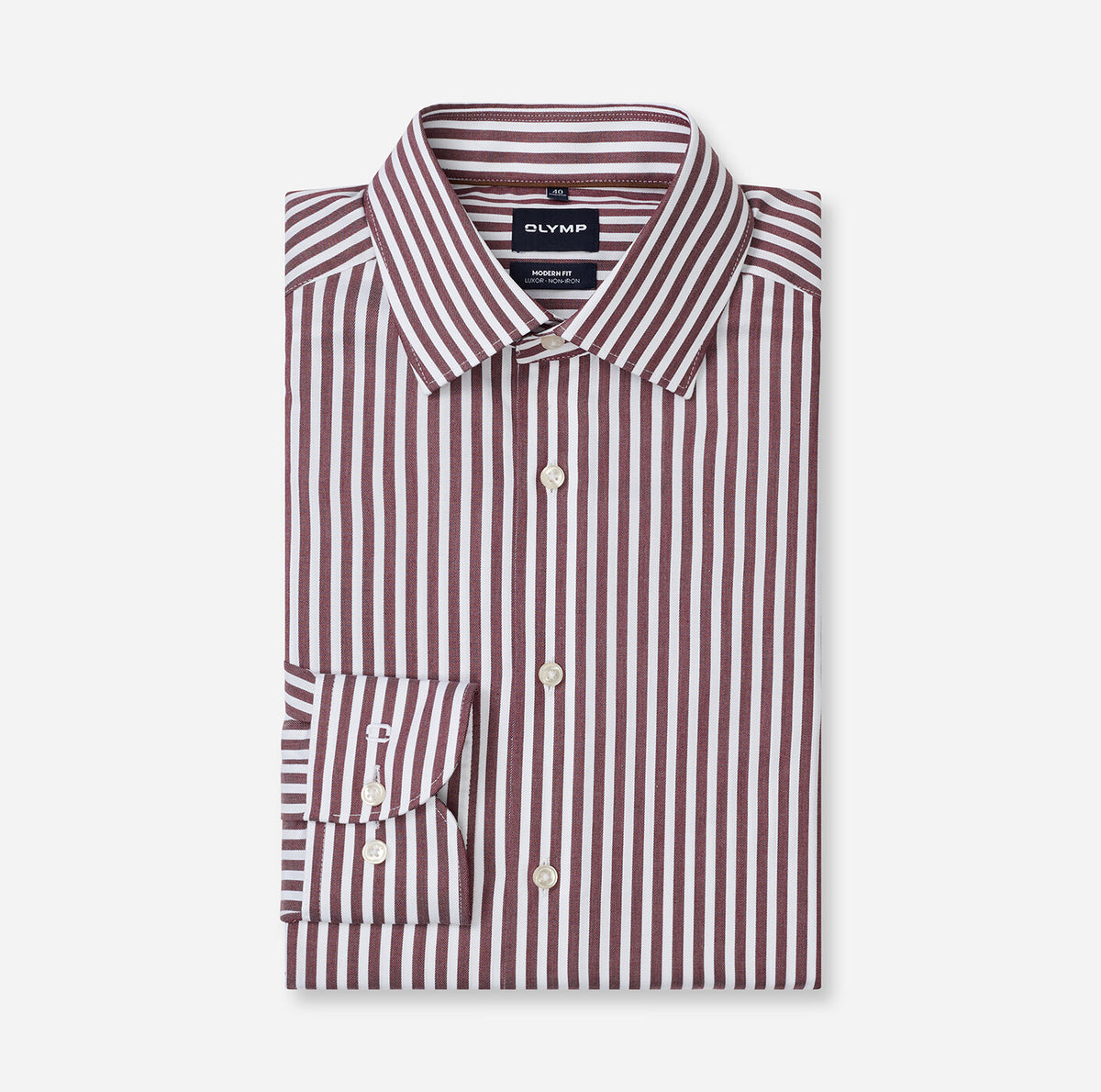 Olymp Bordeaux Striped Shirt 1288 24 37