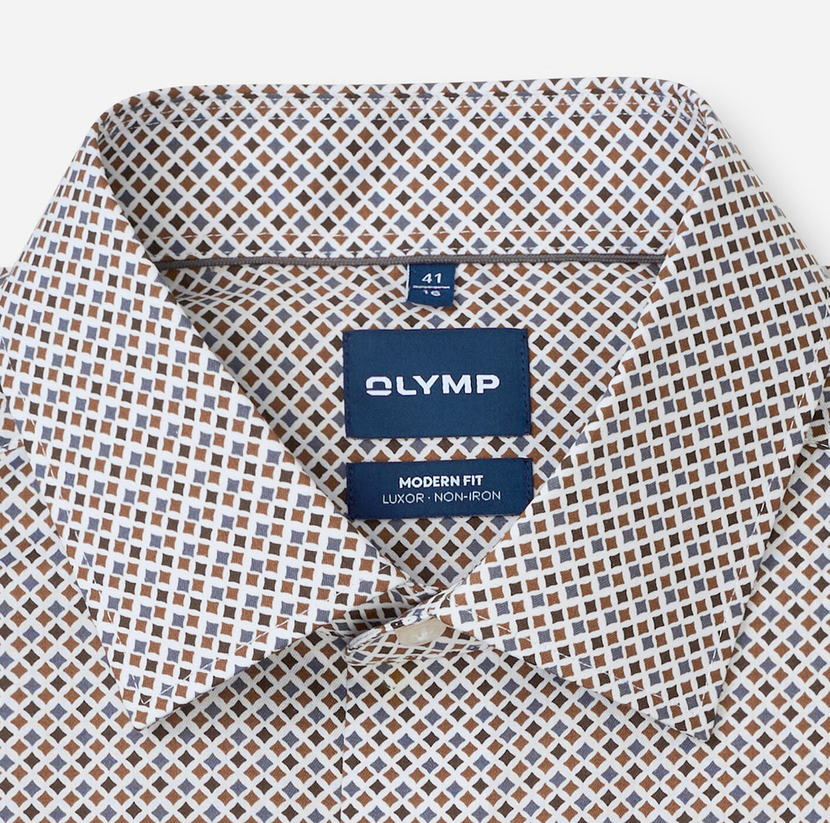 Olymp Printed Brown Beige Shirt 1308 24 27