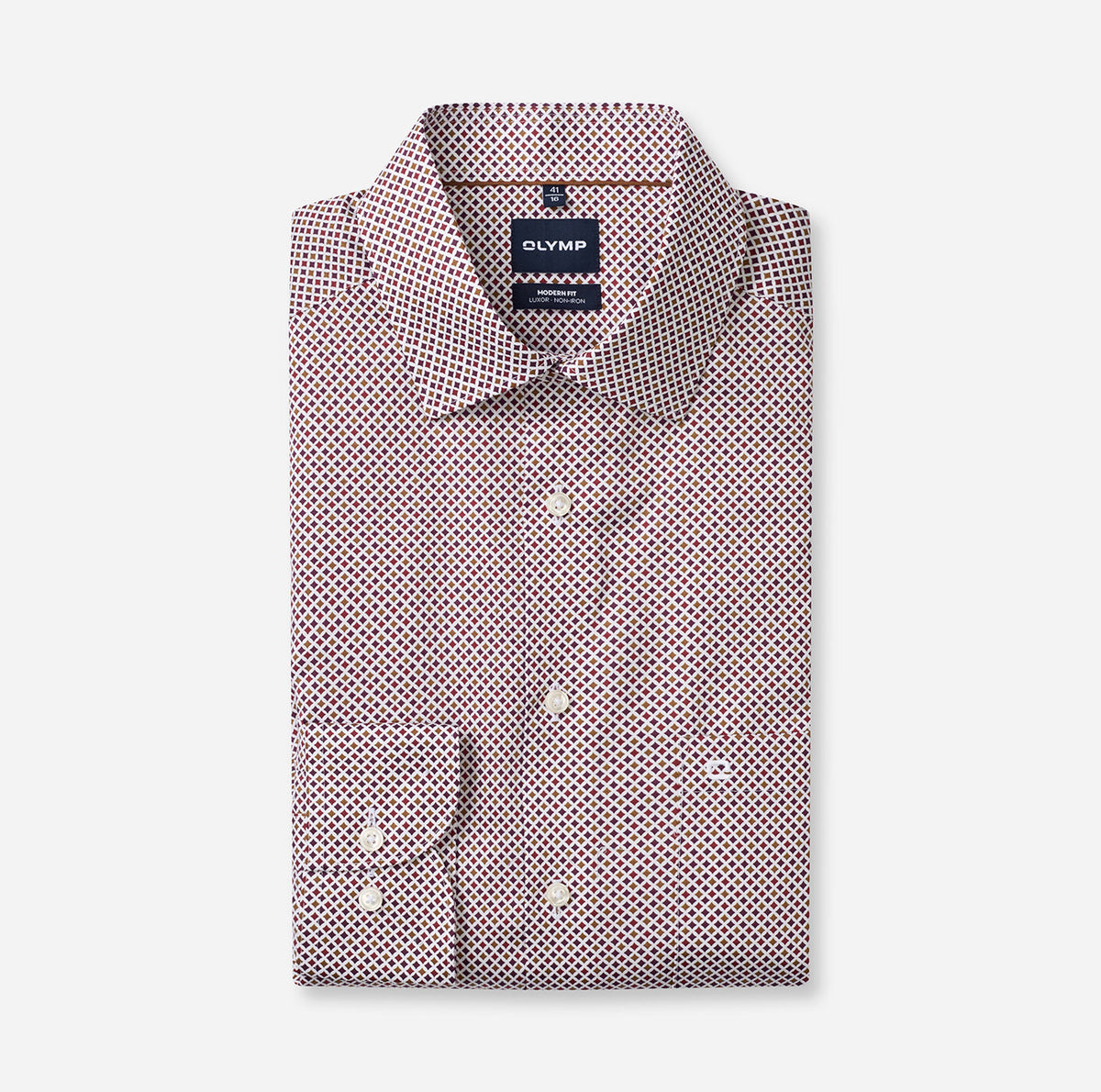 Olymp Printed Burgundy Rust Shirt 1308 24 37