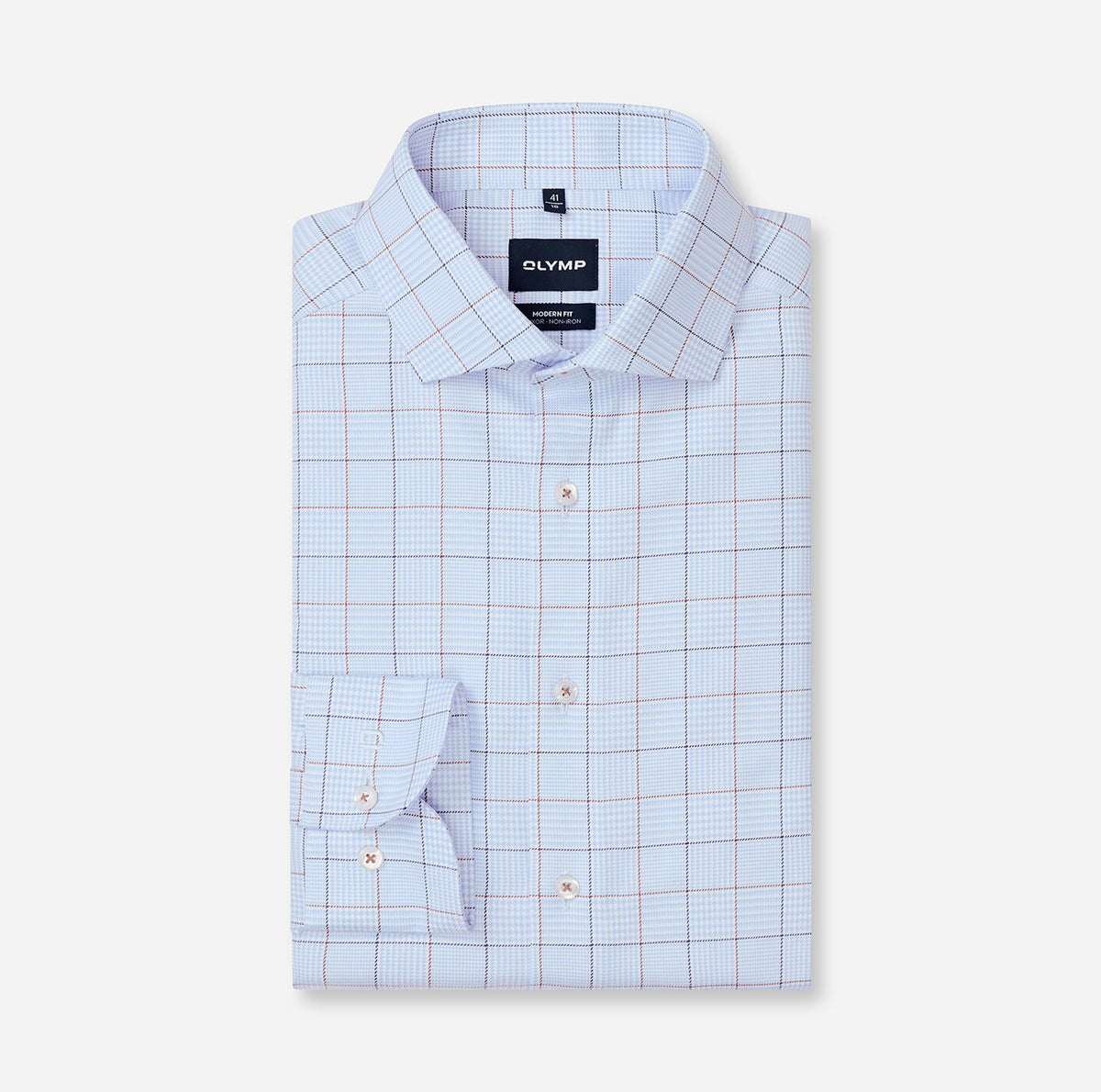 Olymp Blue Modern Fit Shirt with Check 1376 24 11
