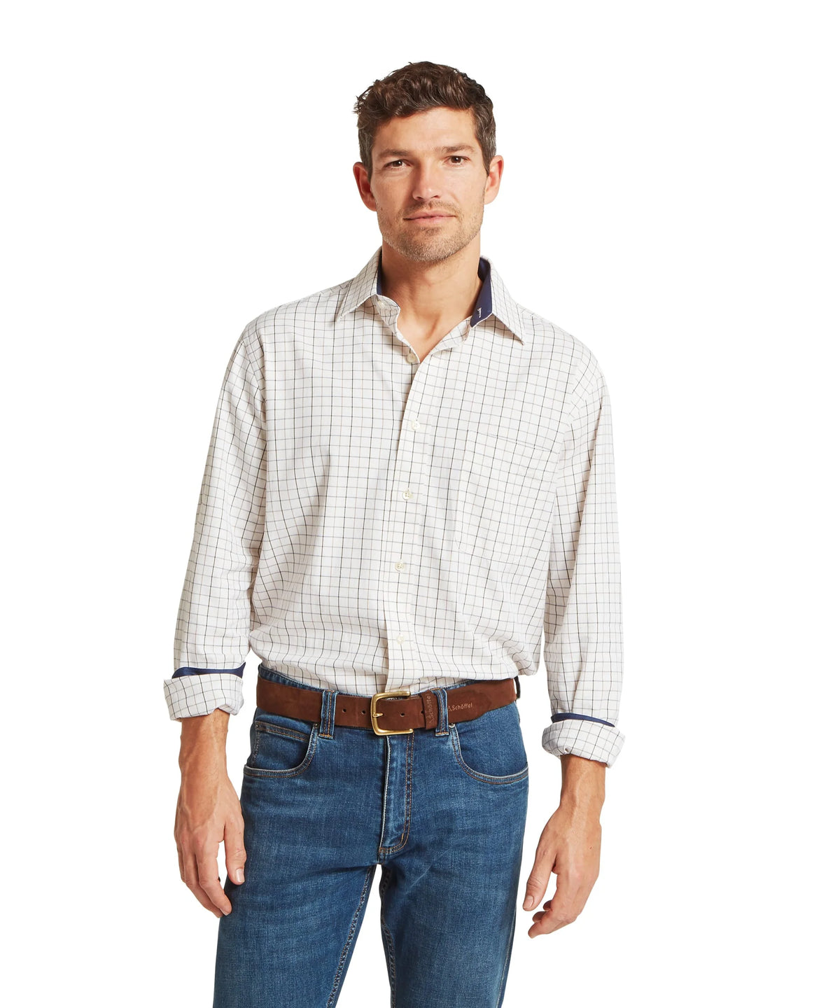 Schoffel Brown Beige Check Shirt 20-4010 8907
