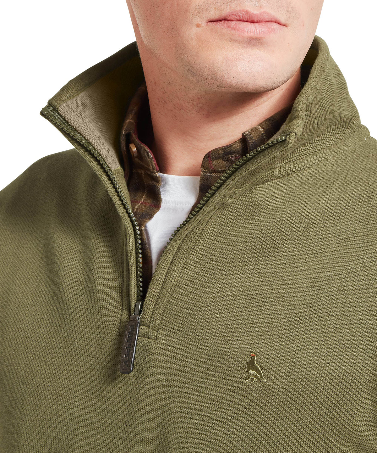 Schoffel Khaki Green Zip Sweat 20-3166 6528