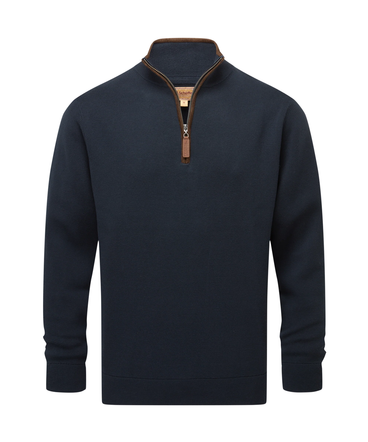 Schoffel Navy Zip Knit with Brown Trim 20-3017 8880