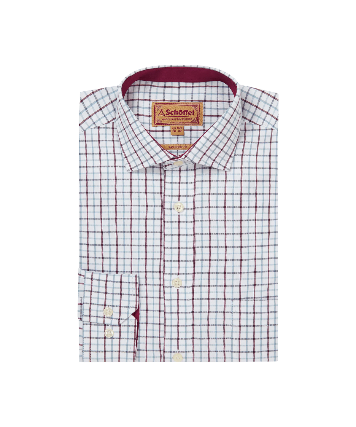 Schoffel Burgundy Blue Check Shirt 20-4073 2987