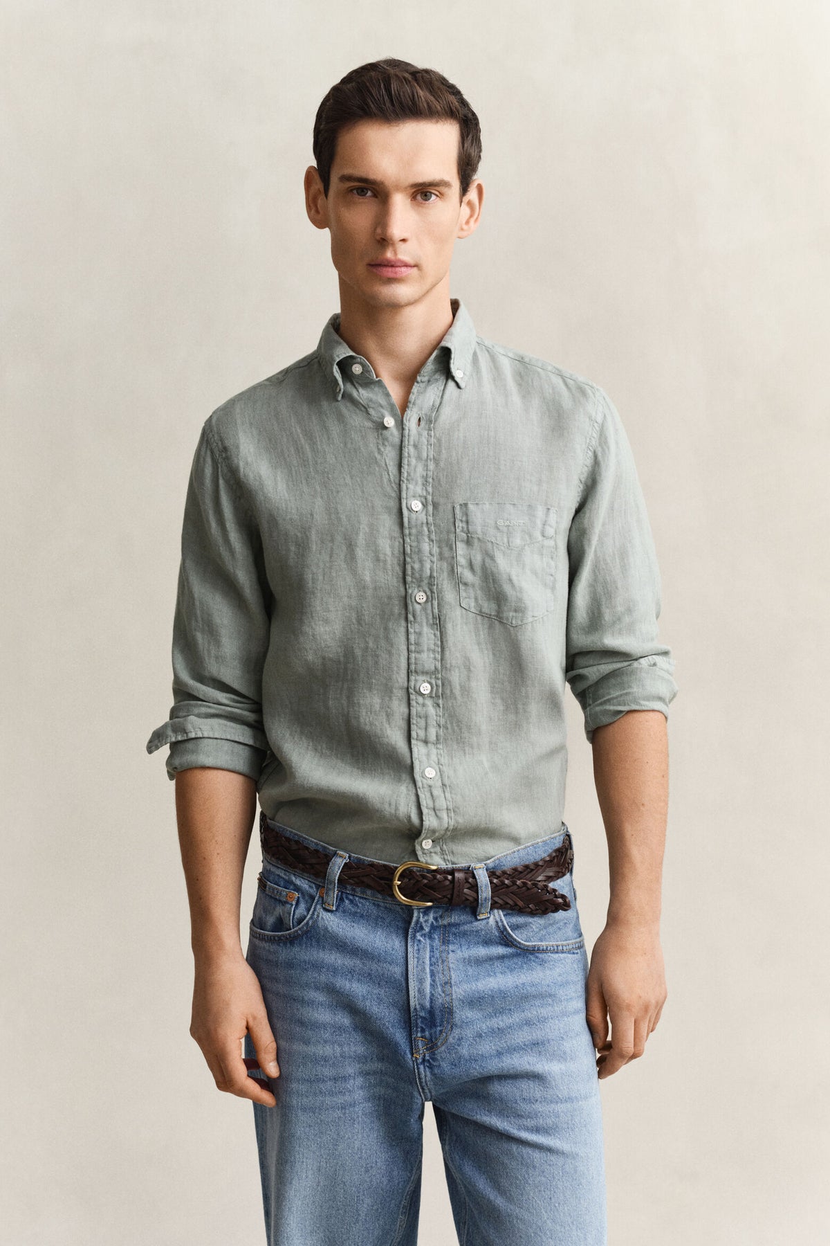 Gant Grey Green Linen Shirt 3240120 10