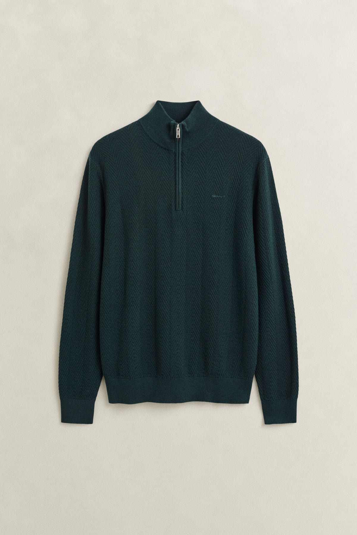 Gant Tartan Green Herringbone Zip Jumper 8050333 374