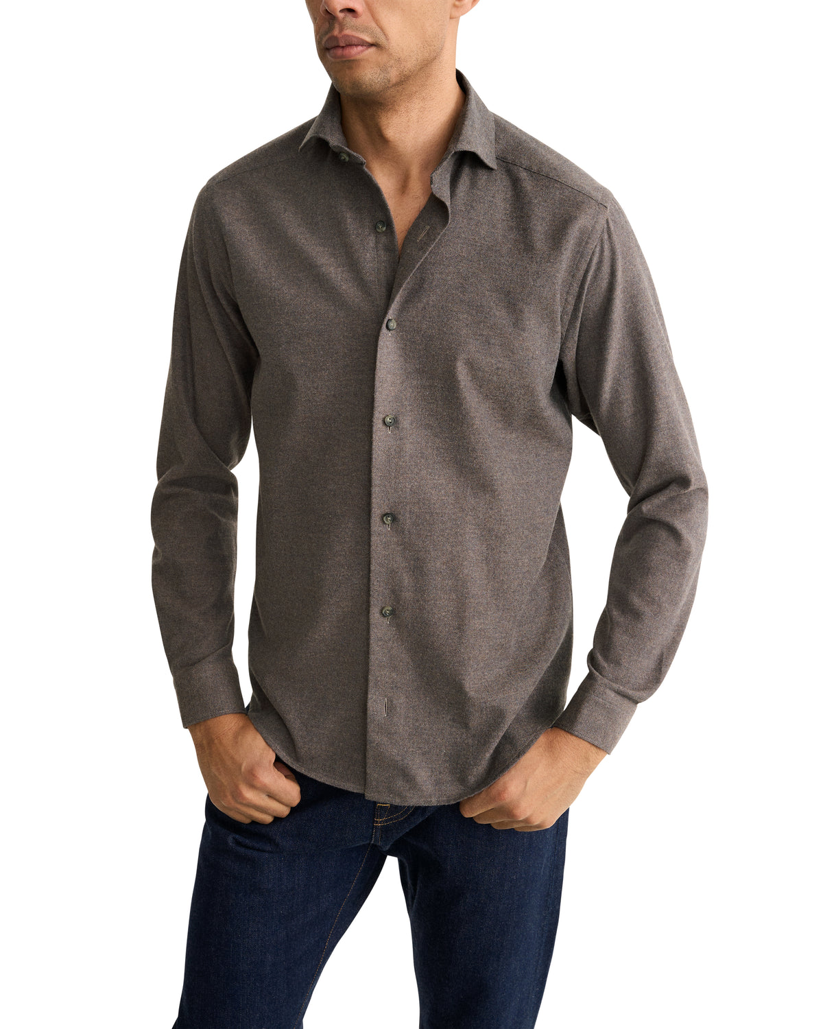 Eton Brown Soft Flannel Shirt 100015434 38