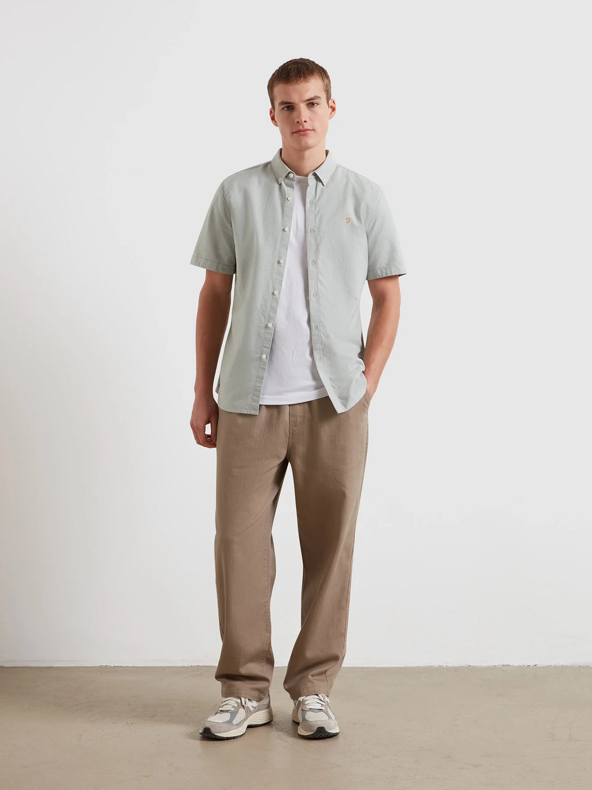 Farah Jade Green Brewer Short Sleeve Shirt F4WSB061 905