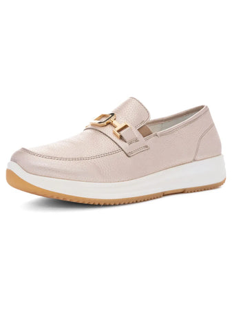 Ara | Osaka Wide H Fit Slip On Leather Loafers in Sand | 12-25528 08