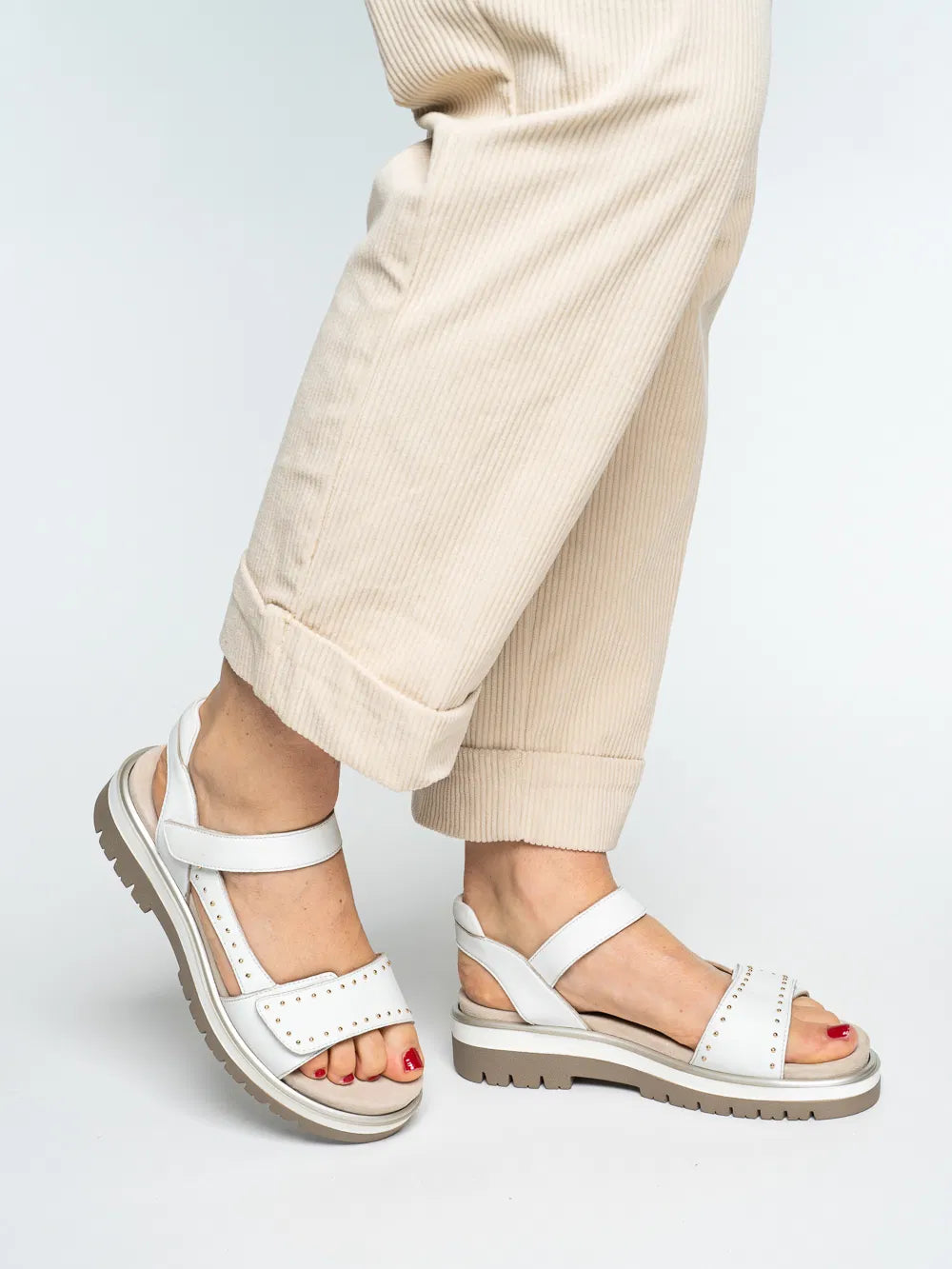 Ara White Velcro Sandals 21008 04