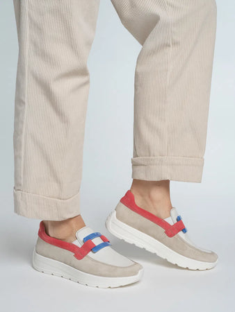 Ara Slip On Red, Beige Blue Shoes 12-25122 08