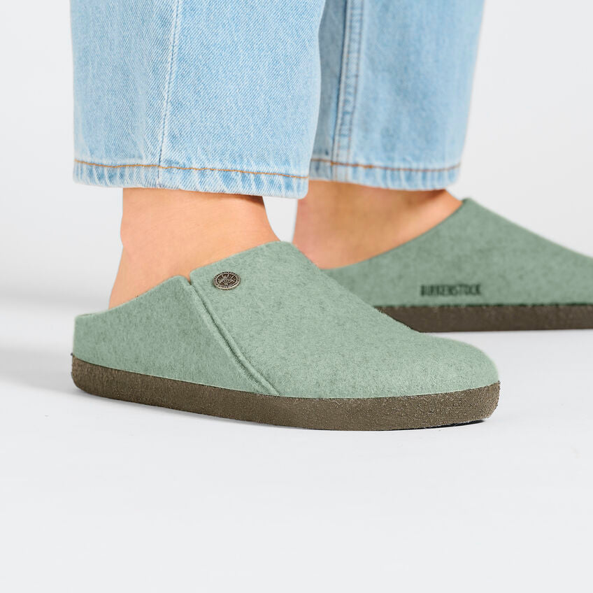 Birkenstock 1025102 | Zermet Sherling Slippers in Matcha Green