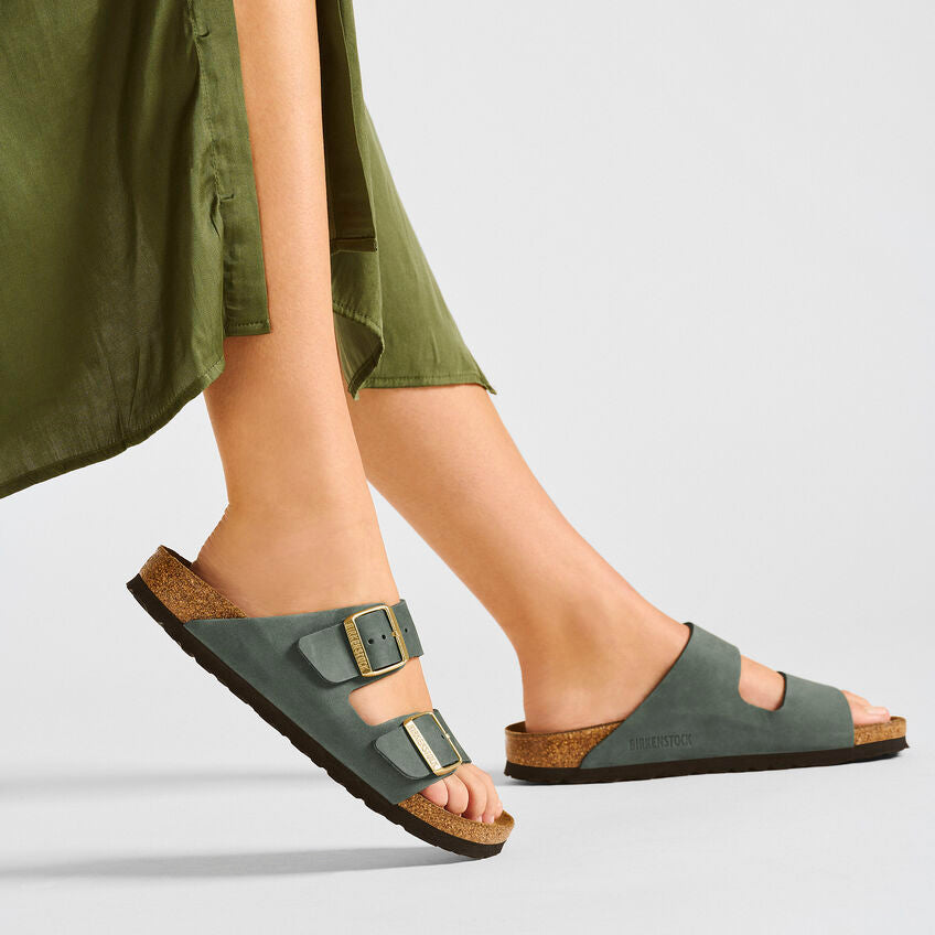 Birkenstock 1025762 | Arizona Natural Leather Nubuck Sandals in Thyme Green