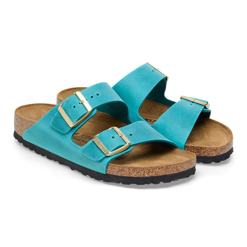 Birkenstock 1026537 | Arizona Oiled Leather Sandals in Biscay Bay ...