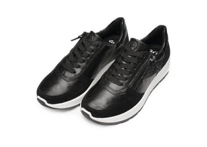 Ara New York Black Metallic Trainers 12.25112.01
