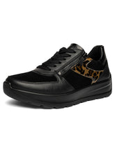 Load image into Gallery viewer, Ara New York Wide Trainers in Black with Leopard 12-25112-10