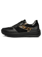 Load image into Gallery viewer, Ara New York Wide Trainers in Black with Leopard 12-25112-10