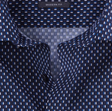 Load image into Gallery viewer, Olymp 1284 44 19 | Navy Shirt with Blue &amp; White Print in Modern Fit