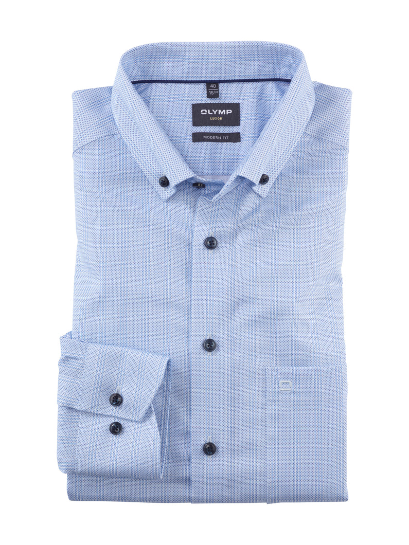 Olymp 1314 44 11 | Subtle Check Blue Shirt in Modern Fit