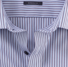 Load image into Gallery viewer, Olymp 1318 44 39 | Navy &amp; Burgundy Striped Shirt in Modern Fit