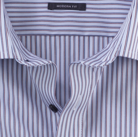 Olymp 1318 44 39 | Navy & Burgundy Striped Shirt in Modern Fit