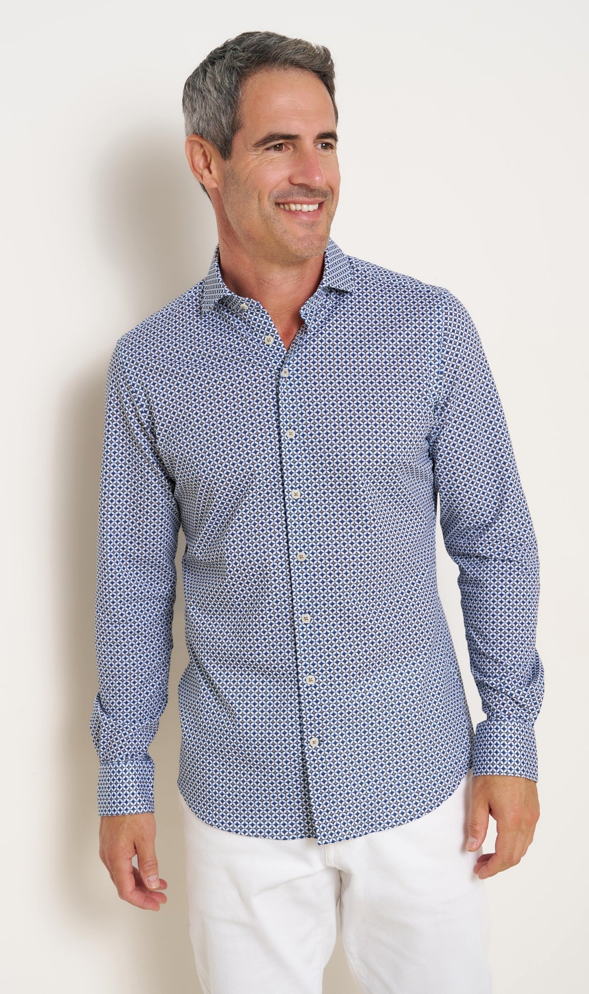 R2 Amsterdam Navy &amp; Brown Printed Shirt 134.WSP.008 10