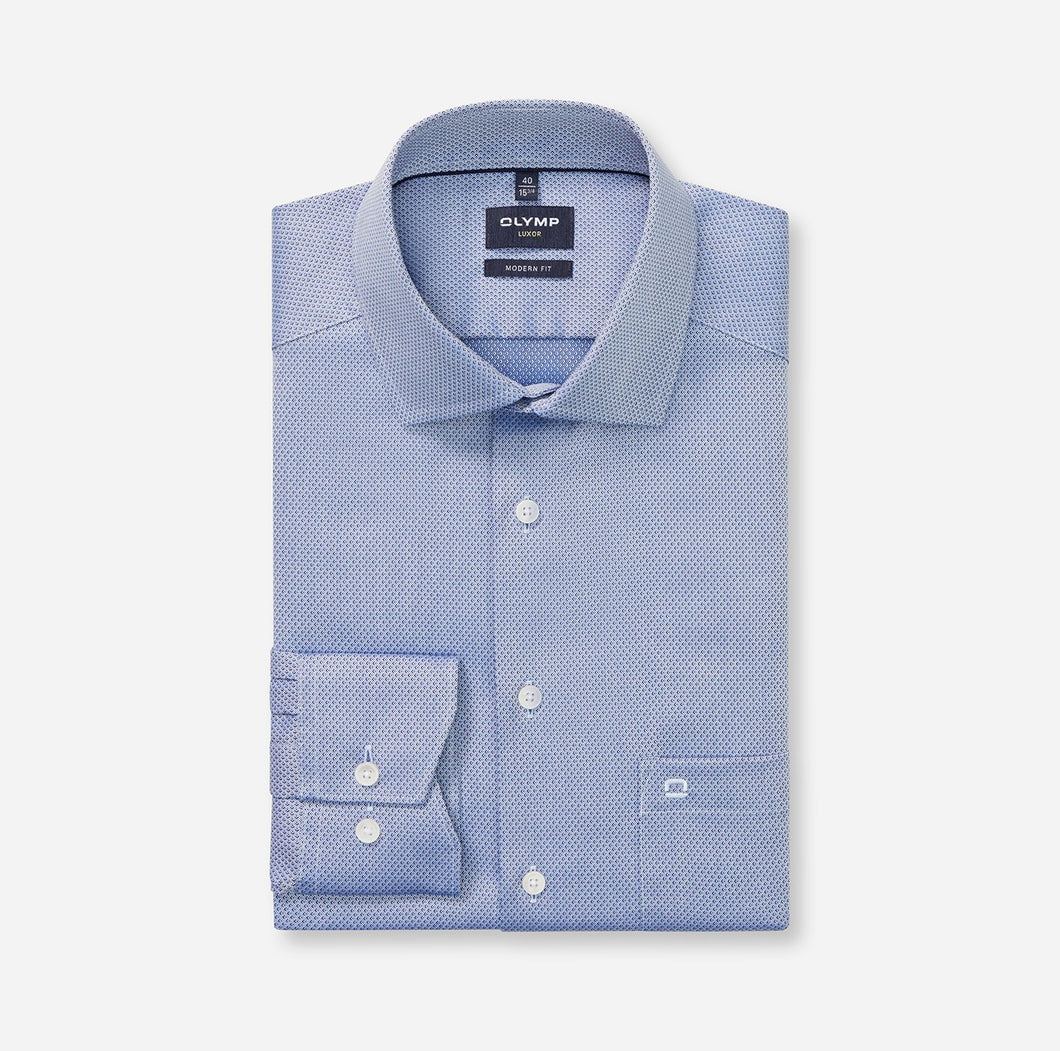 Olymp Blue Print Shirt 1356 74 19