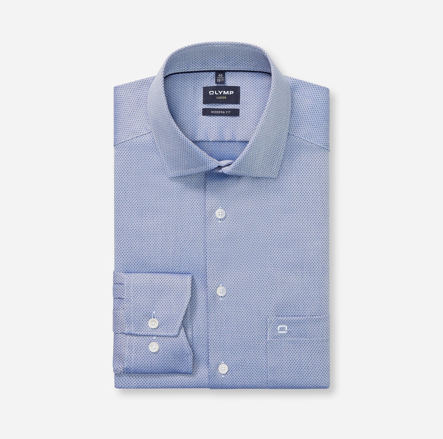 Olymp Blue Print Shirt 1356 74 19