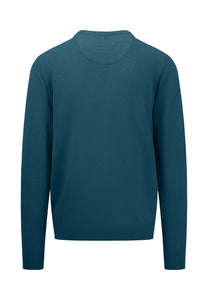 Fynch Hatton | Superfine Cotton Crew Jumper in Dark Teal | 1414 210 624