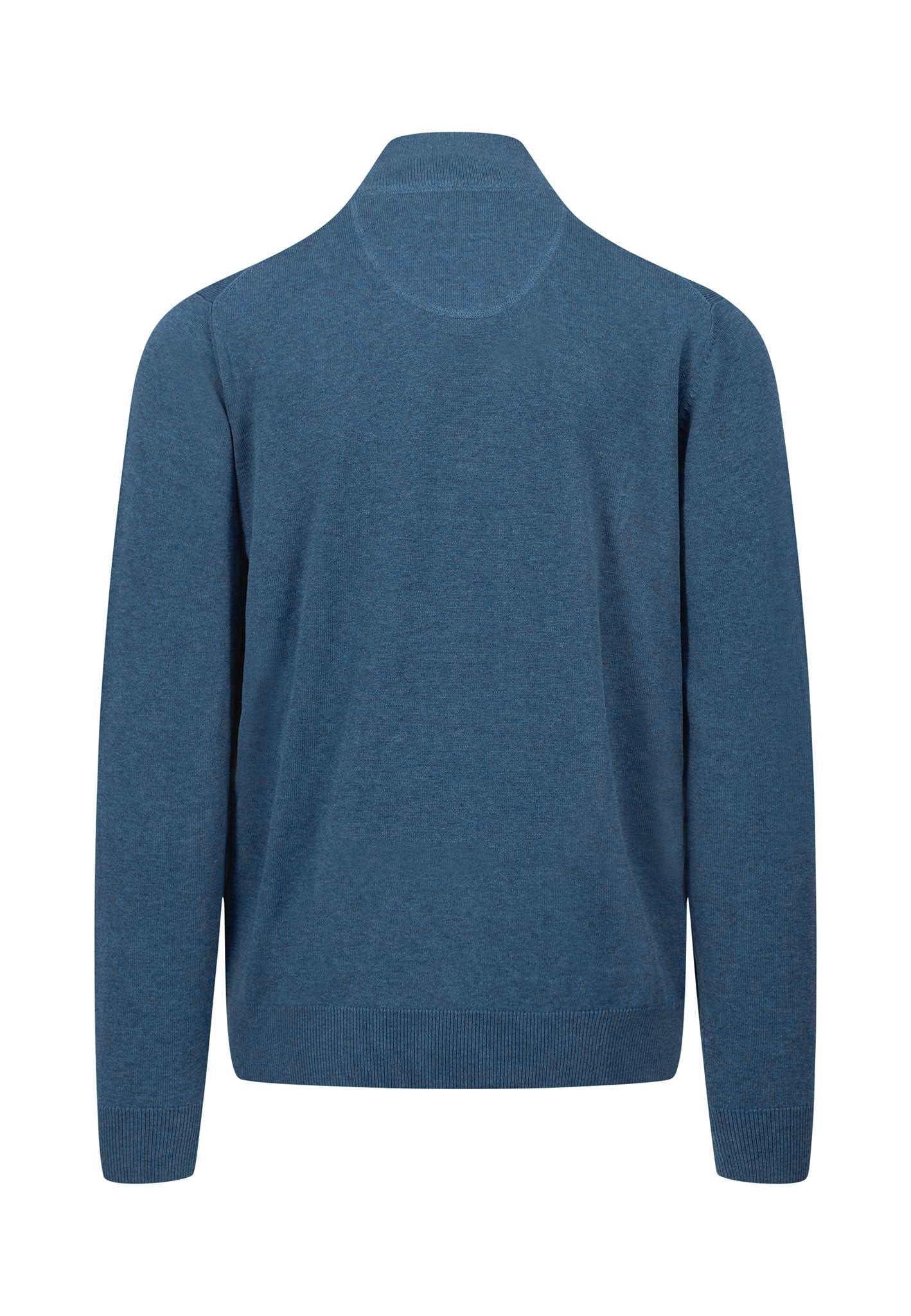 Fynch Hatton | Superfine Cotton 1/2 Zip Jumper in Azure Blue | 1414 215 634