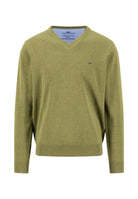 Fynch Hatton Moss Green V Neck Knit 1614 211 748