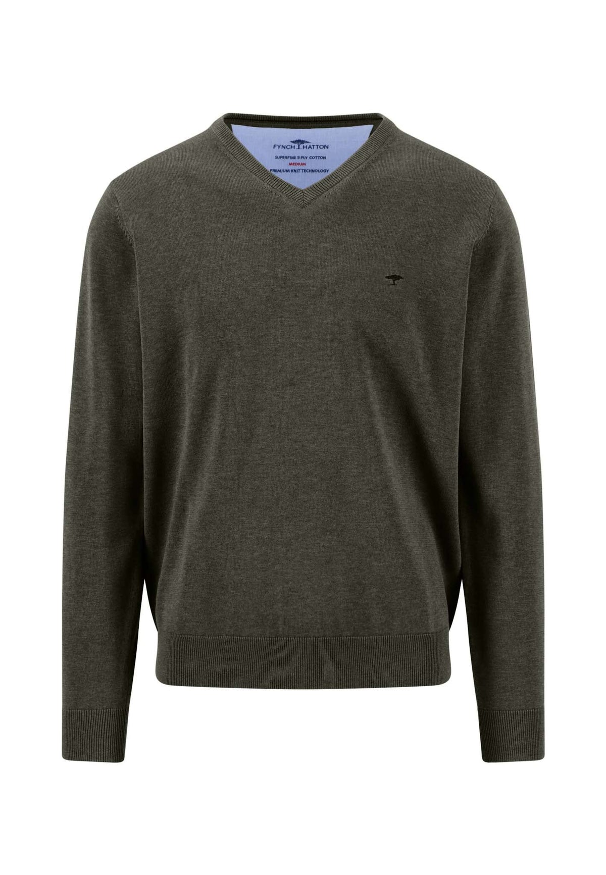 Fynch Hatton Cypress Green V Neck Knit 1614 211 749