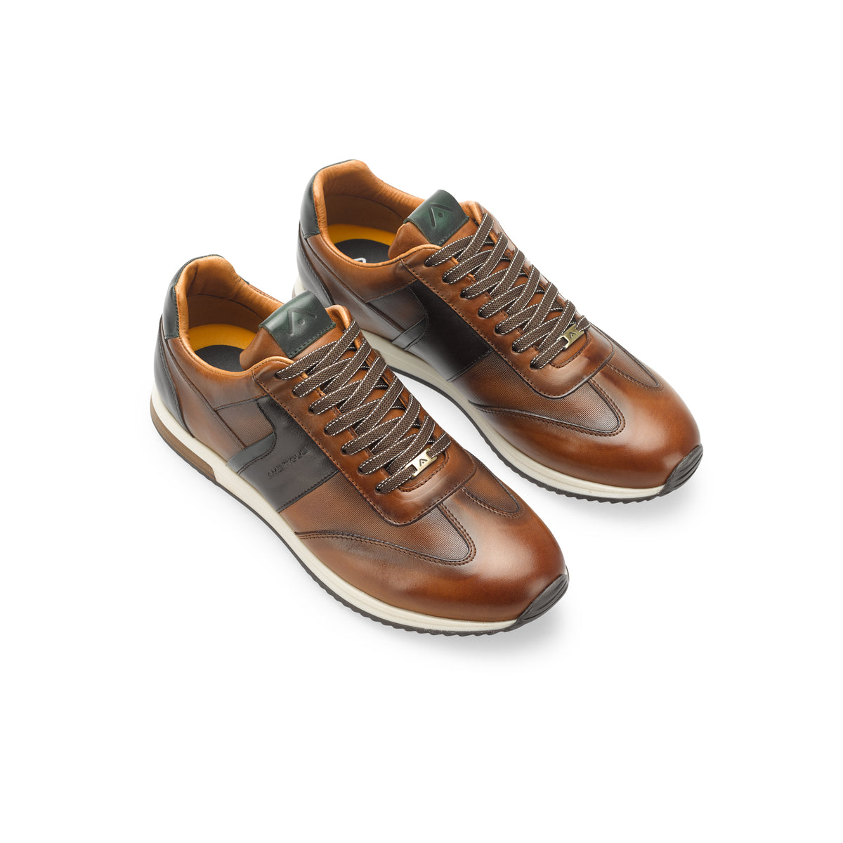 Ambitious 11721 | Cognac Leather Shoes with Dark Brown Contrast & Whit ...