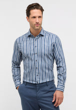 Load image into Gallery viewer, Eterna Striped Blue Shirt 1159 xs87 18