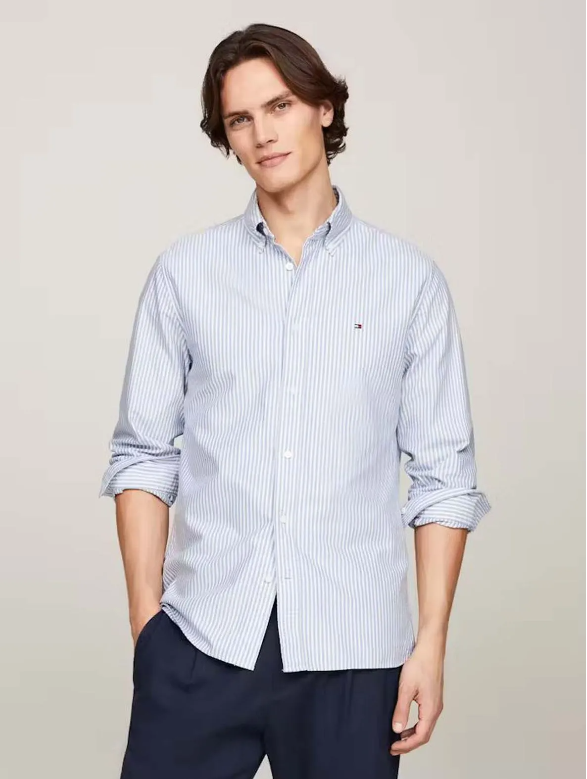 Tommy Hilfiger Stripe Shirt Blue and White mw0mw36238 0g0