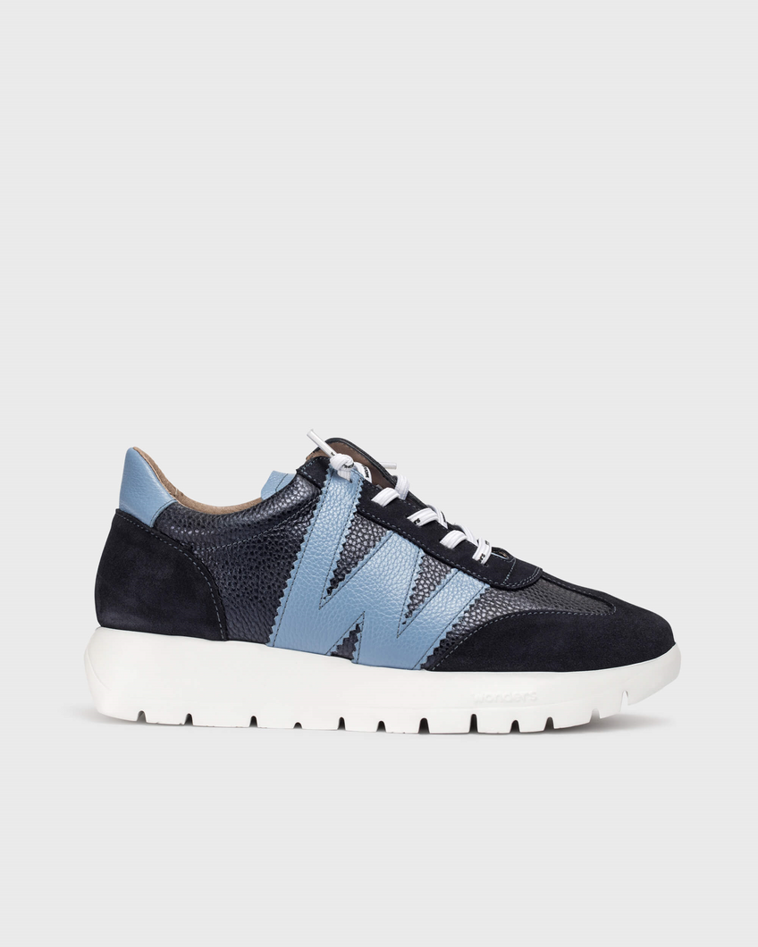 Wonders Wedge Trainers Blue Navy A-2476