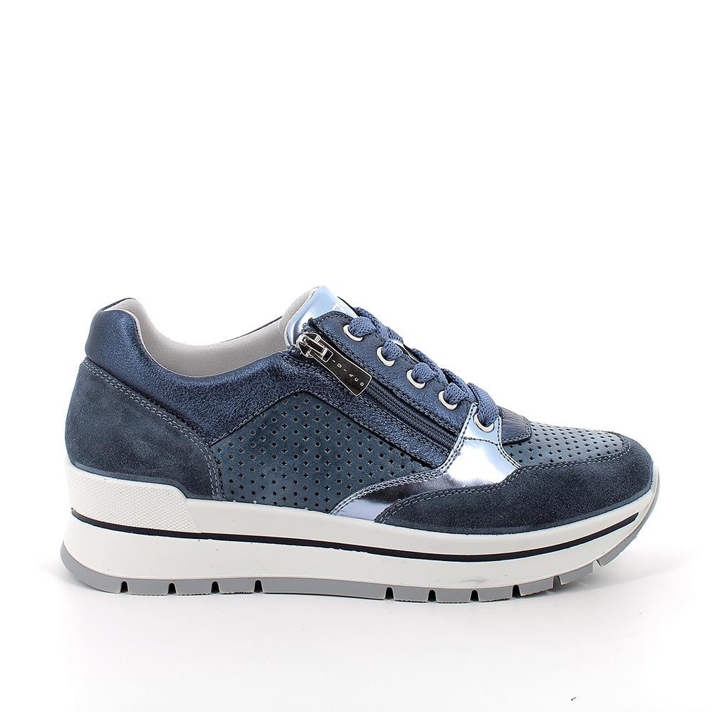 Igi&Co Wedge Trainers Jeans Blue 7660711
