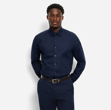 Load image into Gallery viewer, Olymp | Slim Body Fit Matte Sheen Textured Weave Shirt in Marine Navy | 2048 84 18