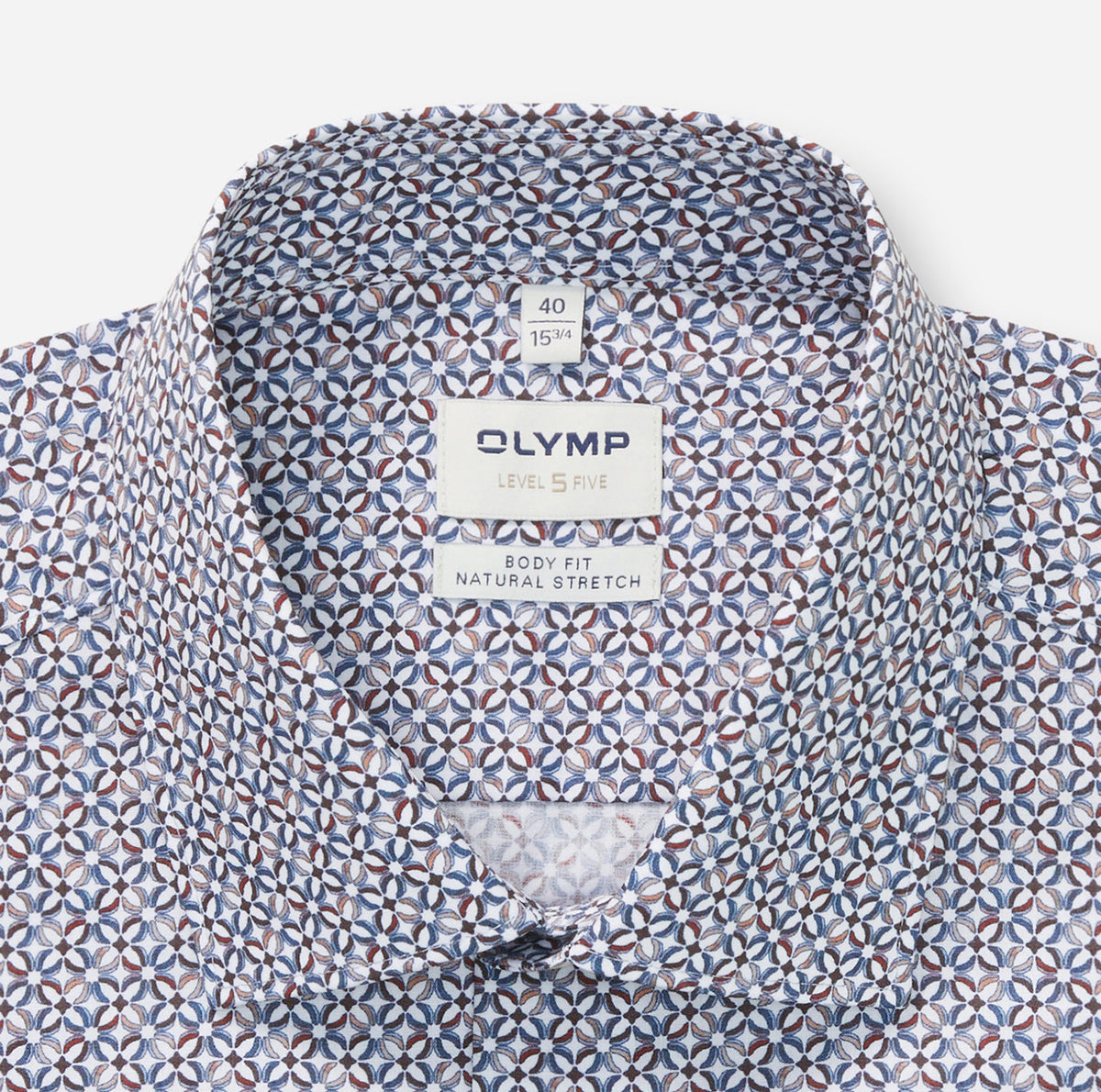 Olymp Blue Beige Print Shirt 2094 84 00